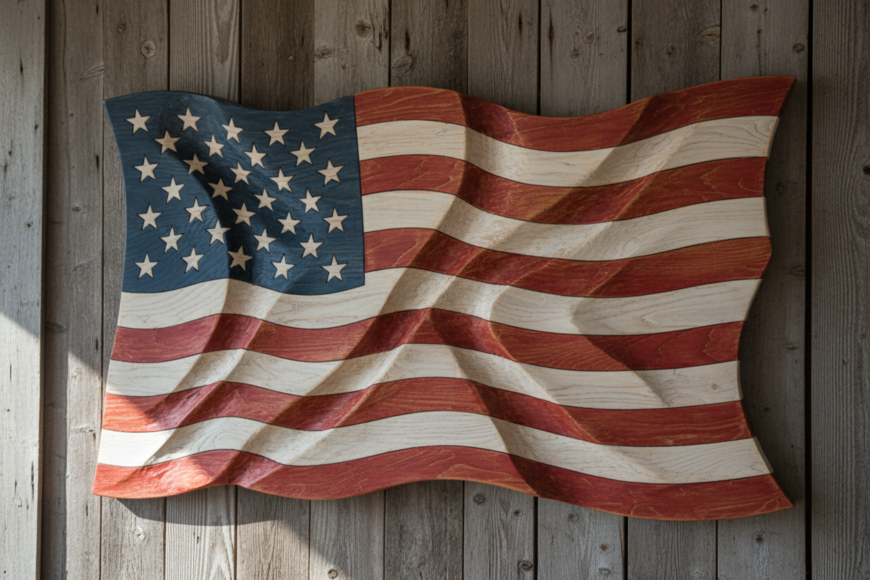 wooden wavy American flag